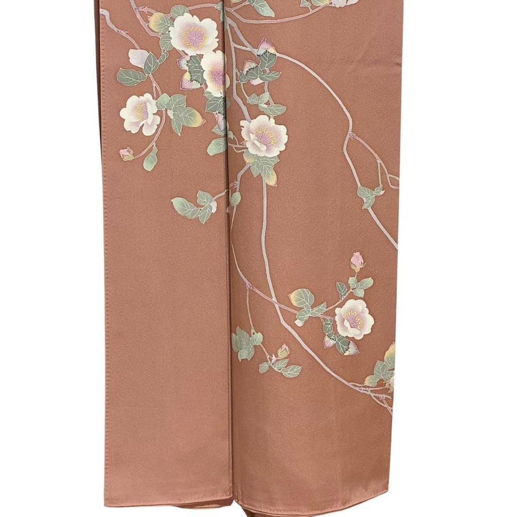Used Tsukesage Yuzen Silk Flower pattern Signature with matching lining I7166