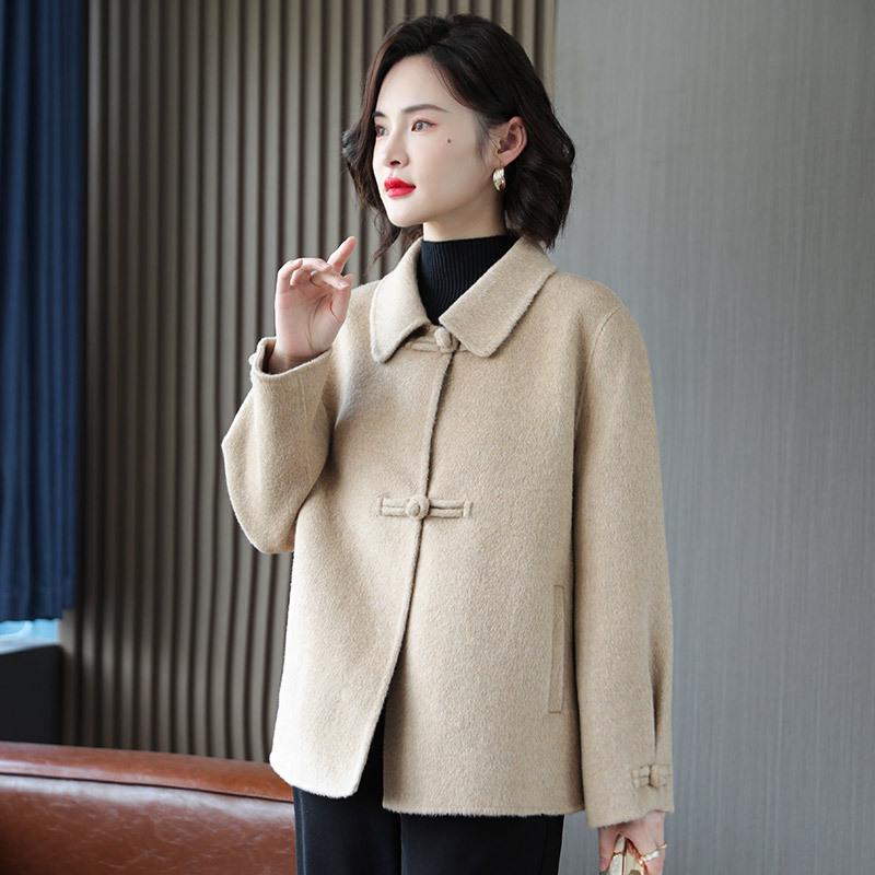 

Элегантное шерстяное пальто с лацканами от мамы для женщин среднего и пожилого возраста - Мода Осень/Зима L (110-135 jin) верблюд