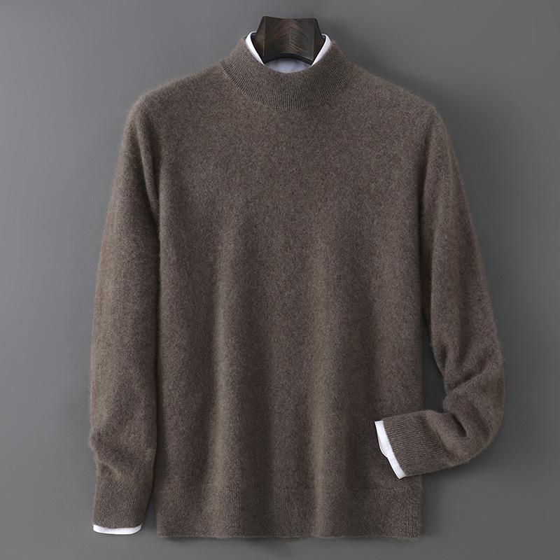 

Men s 100% Pure Wool Half-High Neck Sweater - Solid Color, Business Casual Knit Base Layer Top XL [150-170 lbs]