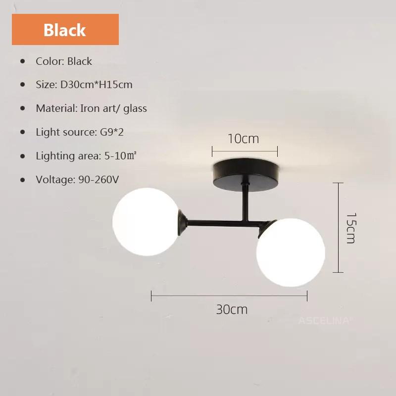Modern Glass Ceiling Light Minimalist Black Gold 1/2 Heads Indoor Lighting For Hallway Aisle Balcony Entryway Cloakroom Fixtures