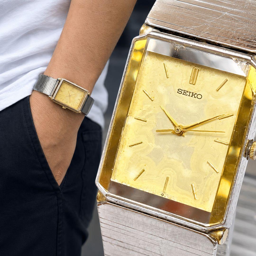 Used SEIKO Men s Watch Quartz New Battery Operating Square 80