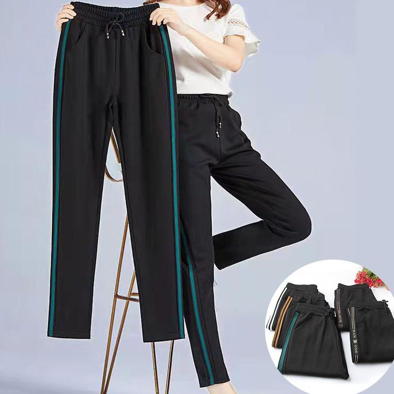 Side strip sports women's casual pants Zhengzhou women's pants drape mother pants new Tencel cotton middle-aged and thin