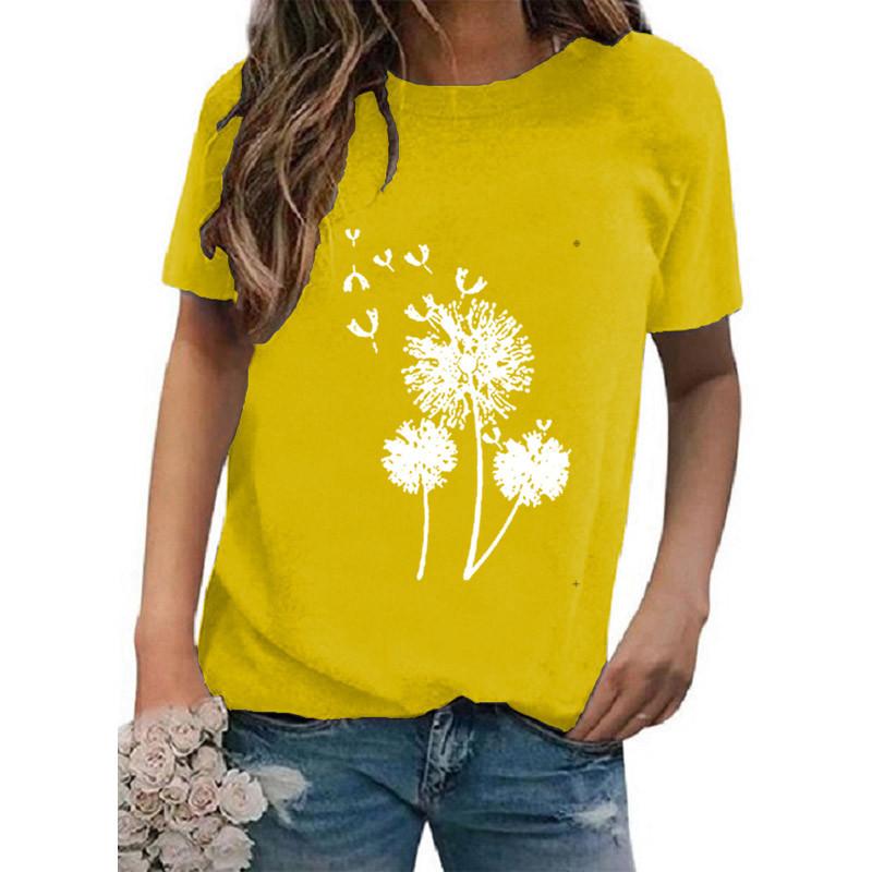 Women's Trend Round Neck Printed Fashion Short Sleeved T-shirt for Women Shirt
