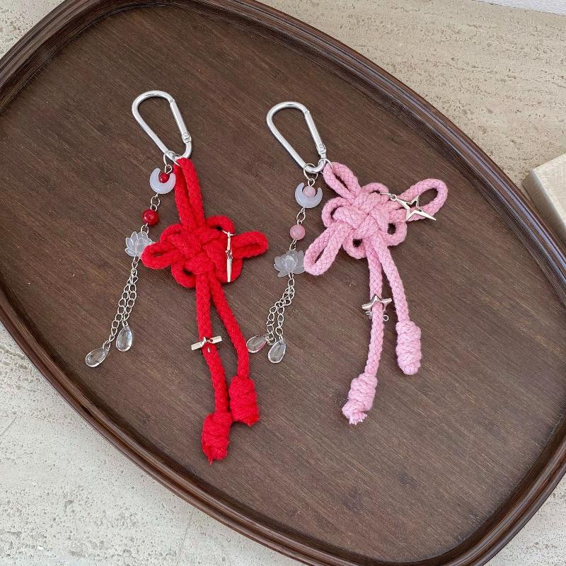 1Pcs Chinese Style Ruyi Pendant Handwoven Nylon Rope Chinese Knot Keychain Bag Hanging Decoration Men'S Car Keyring