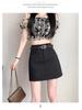 Women's Summer 2024 High Waist Gray Midi A-line Bodycon Skirt