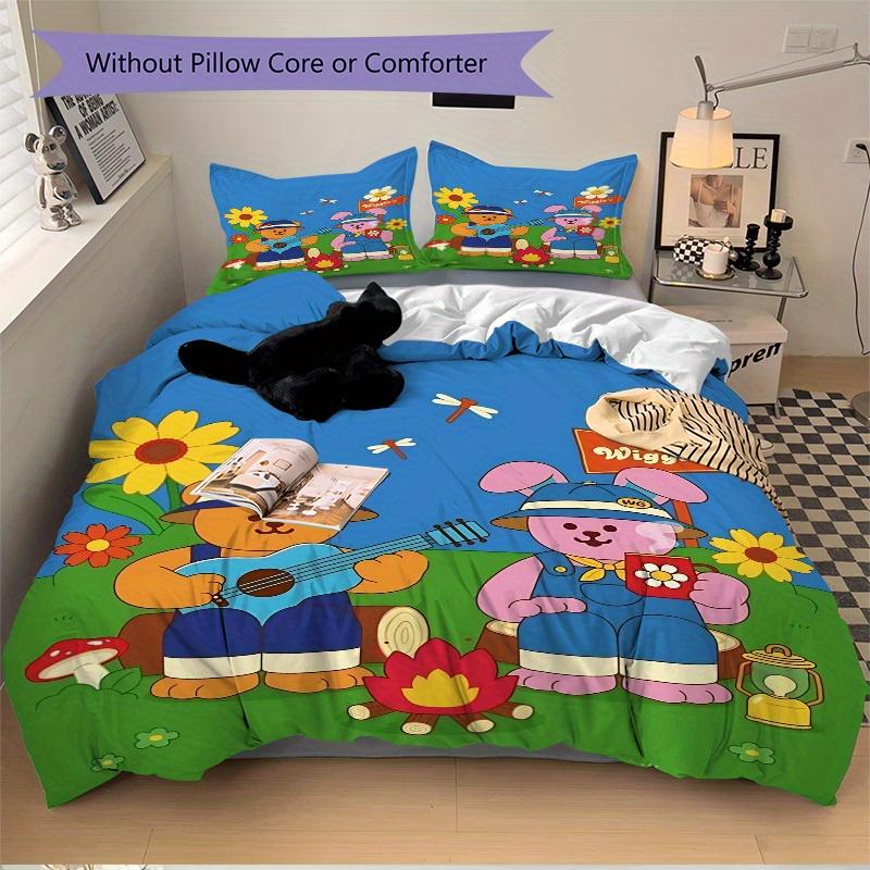 3pcs Bear, Bunny Bedding Set, Suitable for Bedroom Decoration, (Includes 1 Duvet Cover And 2 Pillowcases, Quilt Not Included) Yy250822181