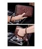 Leather Crocodile Embossed Mini Second Bag for Double Coin Holds 7 Small Card Clutch Long for Wedding Ceremonial Black W110 [Whatna] 2-way Men,