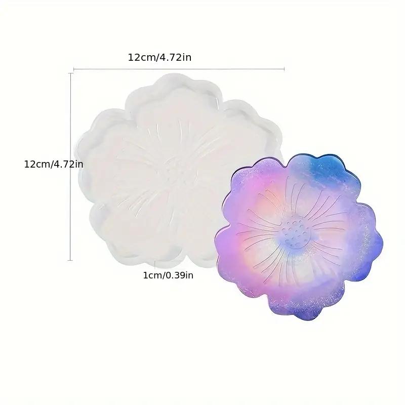 2Pcs Petal Coaster Tray Drop Glue Silicone Mold,Thickened Anti-deformation Coaster Silicone Mold,Tea Cup Coaster Silicone Mold