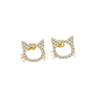Japanese and Korean High-end Sense Plated Pure Silver Needle Earrings Female Cute Creative Cat Full Diamond Earrings Color-preserving Ear Jewelry 2026