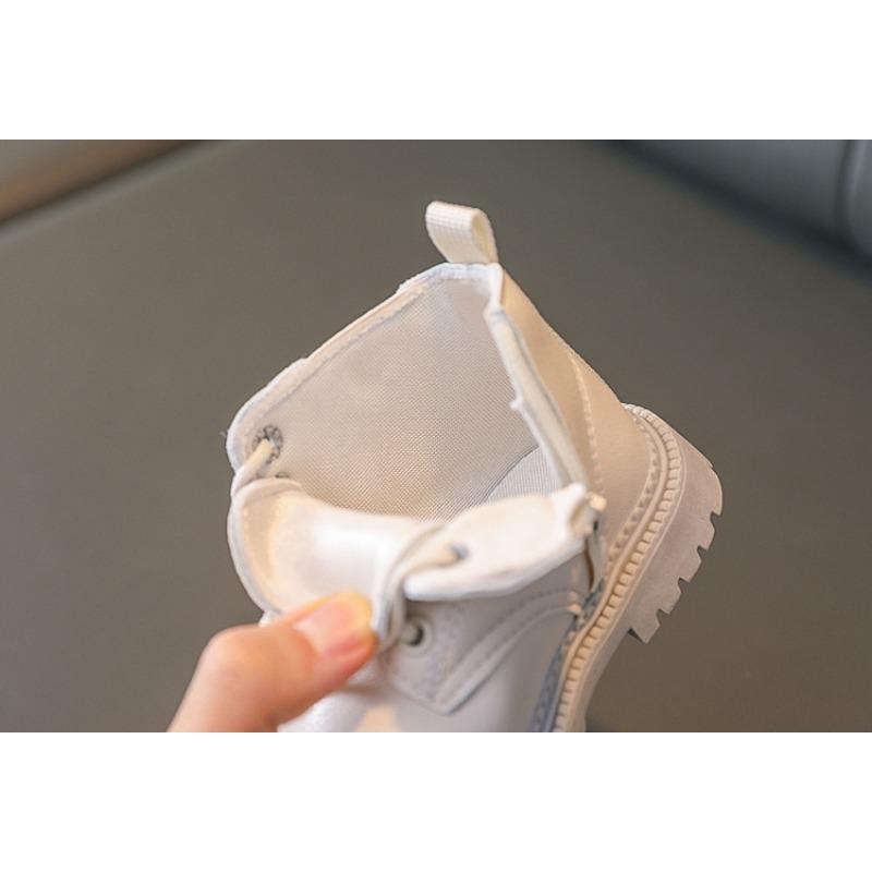 Dívčí Martin boots, Podzim/Zima Britský styl Dětské kožené boty, Dětské kotníkové boty, S fleecovou podšívkou pro batolata a děti.