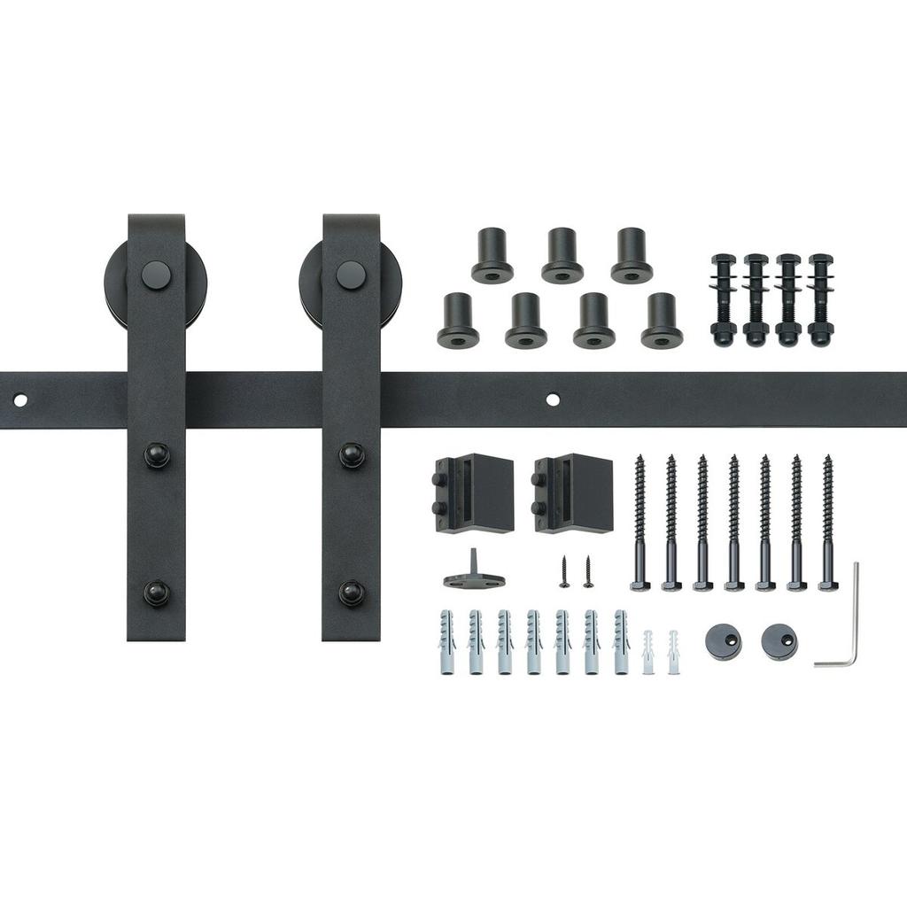 8FT Sliding Barn Door Hardware Kit, 330LBS Loading Heavy Duty Barn Door Track Kit for Single Door, Fit 3.7-4.3FT Wide and 1.3"-1.8" Thick Door Panel,