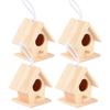 4Pcs Outdoor Wooden Bird House Hanging Bird Resting Nests Box Garden Decoration Ornament