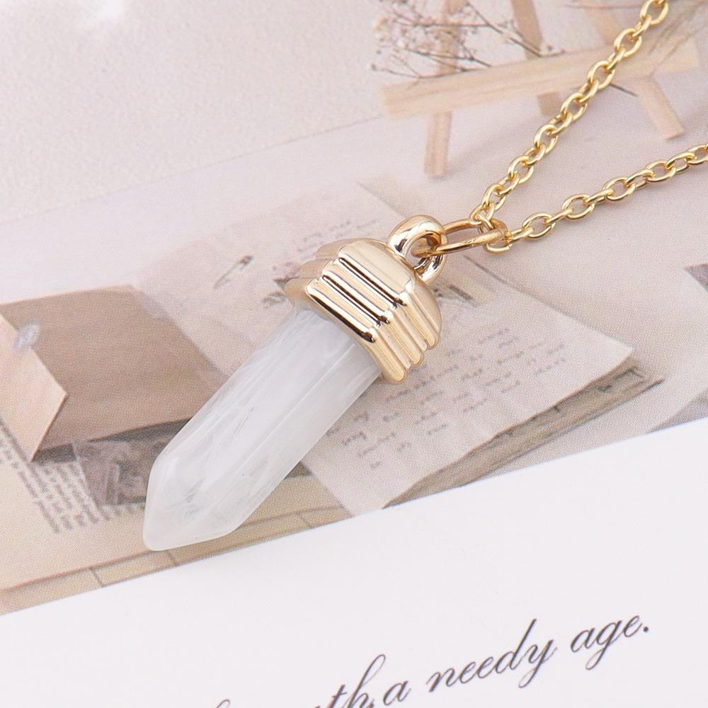 Jewelry Hexagonal Post Pendant Necklace Chain Resin Imitation Natural Stone Pendant Sub Necklace N792