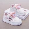 Girls' 2026 Spring Leather Casual White Cartoon Sneakers with Soft Soles