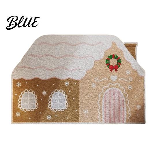 Festive Floor Mat Vintage Living House Dirt Rug Gingerbread Christmas Entrance Scrubber Washable Space Holiday