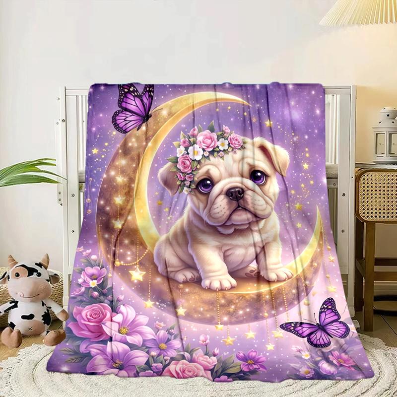 Cartoon Bulldog Stars Blanket Flannel Blanket Throw Blanket Sofa Cover Blanket Soft Premium Blanket Picnic Blanket Tv Blanket Gifts