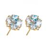 1.8ct Natural Aquamarine Clover Stud Earrings Women Sterling Plated Gold Geometric Fashion Jewelry