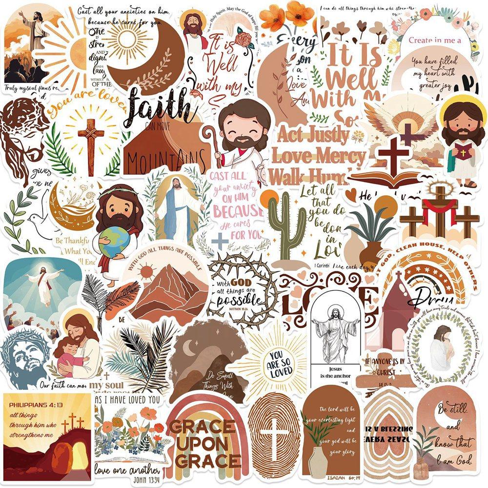 

50Pcs/lot Inspirational Jesus Christian Stickers DIY Stickers Scrapbooking Phone Luggage Skateboard PVC Waterproof Decals