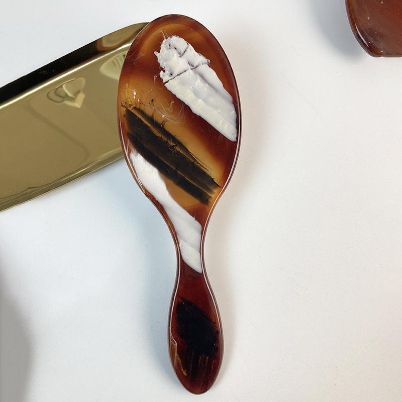 High Transparency Wavy Pattern Brown Acrylic Air Cushion Massage Comb