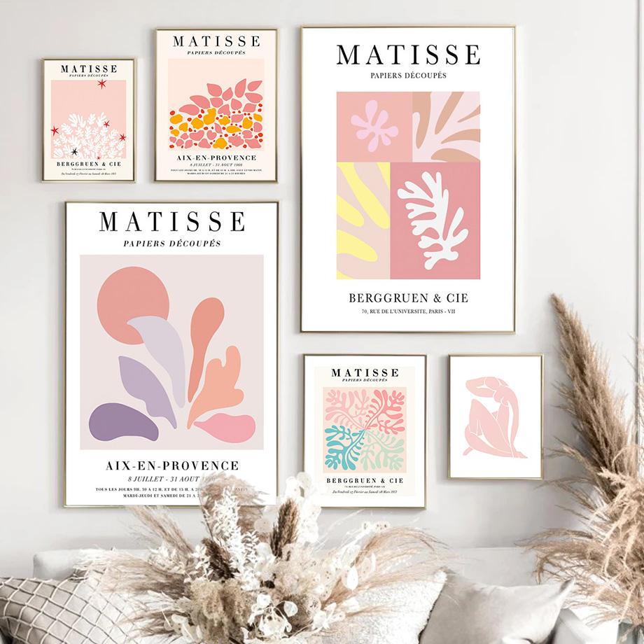 

Матисс абстрактный плакат с розовыми листьями, красочная картина для рисования, настенное художественное украшение, настенные картины для дома, холст, декор для гостиной