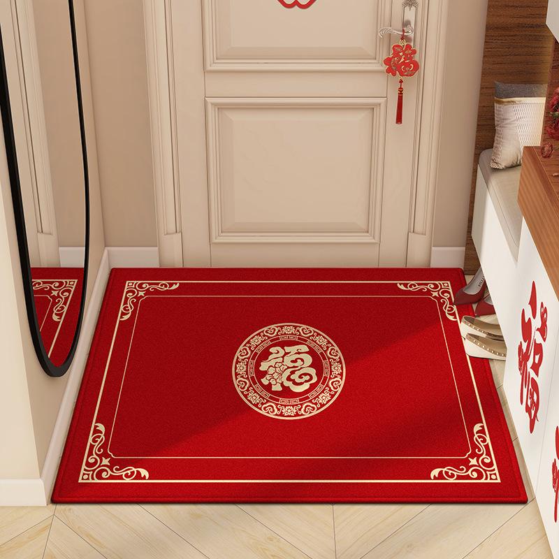 Vloermat Entree Deur Vuilafstotend Nieuwjaars Entree Feestelijk Huishoudelijk Antislip Kristalfluweel Vloermat Deur Voetmat 60*90cm (pointplasticbottom)