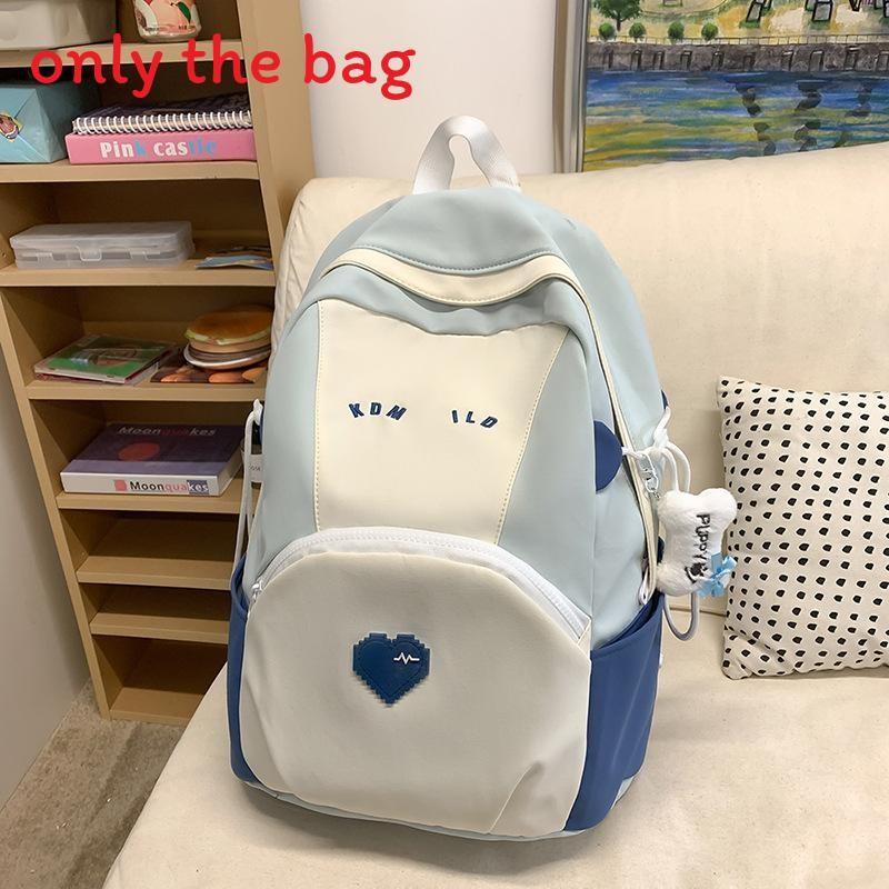 Backpack Casual Nylon With Letter Print Design And Heart Pattern School For