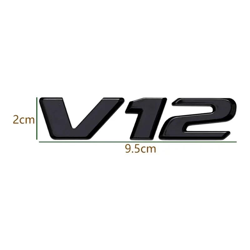 3d Chrome Black V12 Logo Letters Car Fender Emblem For Mercedes Benz Coil W220 CL 500 CL600 S600 V12 Badge Sticker Accessories