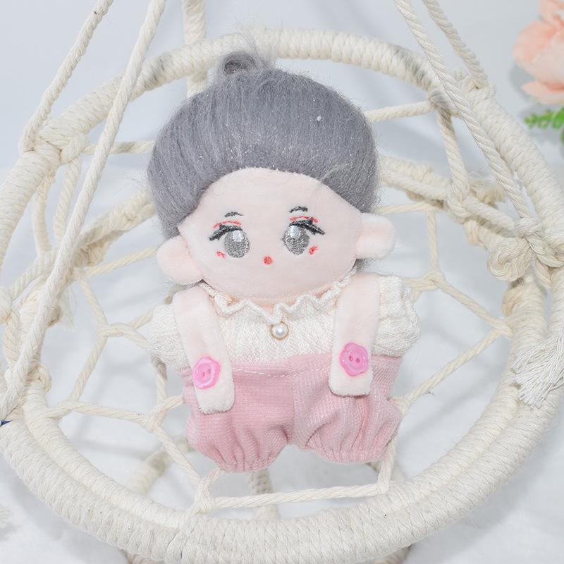 10cm Cotton Doll Clothes - T-shirt & Overalls Set for Plush Toy with Starfish or Normal Body, Universal Replacement.
