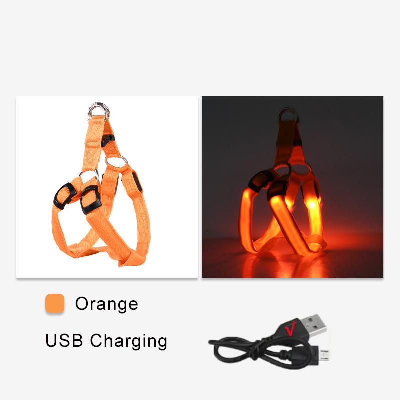 Pet Harness LED Dog Harness Nylon Cat Harness Night Safety Glowing Pet Vest Adjustable Luminous Dog Vest Dog Products