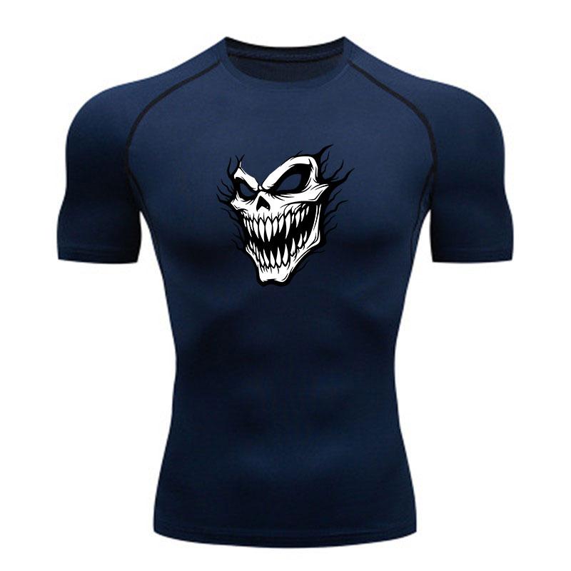 Men's Compression Athletic T-Shirt, Scary Demon Skull Print