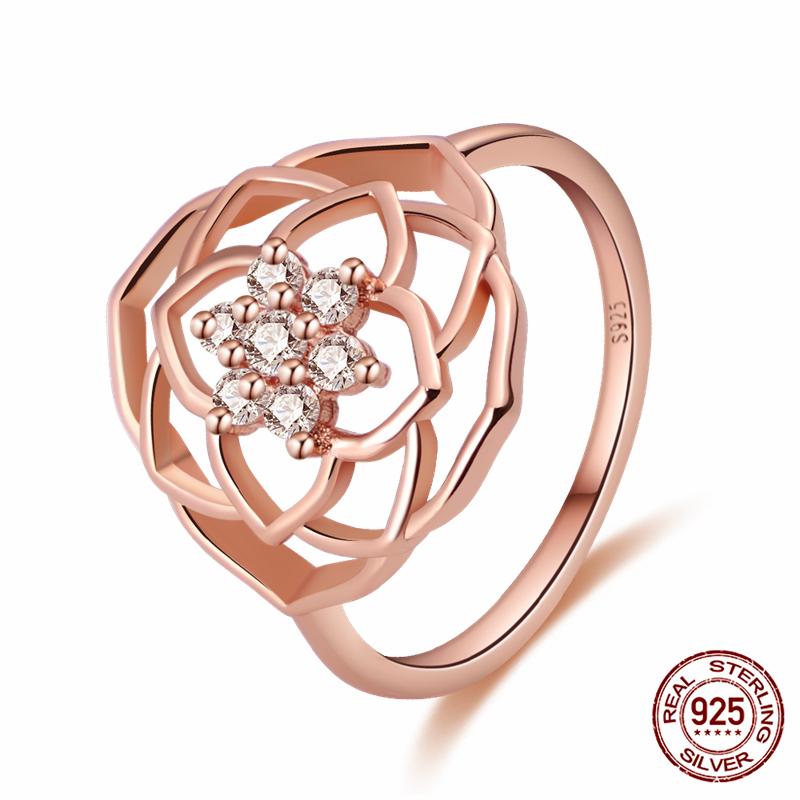 Brand New 100% Genuine 925 Silver Women's Ring Original Heart Crown Rose Gold Crystal Engagement Ring Wedding Anniversary Jewelr
