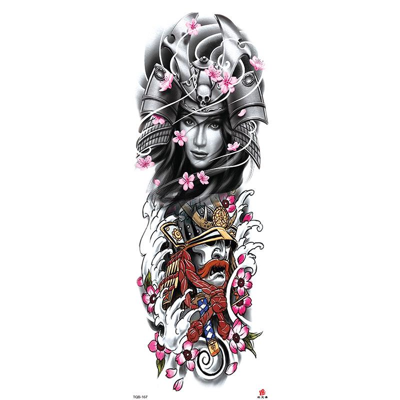 Waterdichte tattoo stickers voor de hele arm: Jezus, Maagd Maria, Kroon, Leeuw-ontwerp