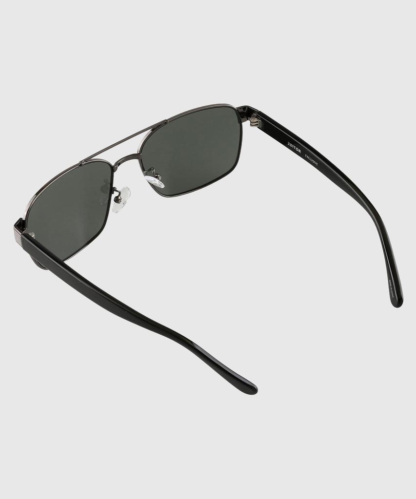 Tuditeo Kev Oversized Aviator Uv-Blocking Nylon Lens Double-Bridge Sunglasses C1 Gunmetal Green