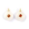 1 Piece Brass & Cubic Zirconia & Geometric Natural Stone Charms 18K Gold Plated Olive Rhombus Pendants For DIY Necklace Making