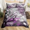 Plum Blosom Floral Soft Duvet Cover Quen King-Sized Dimensionsd Dimensions Ancient Style Red Maple Leaf Natural Scenery Beding Set Rom Decoration 3