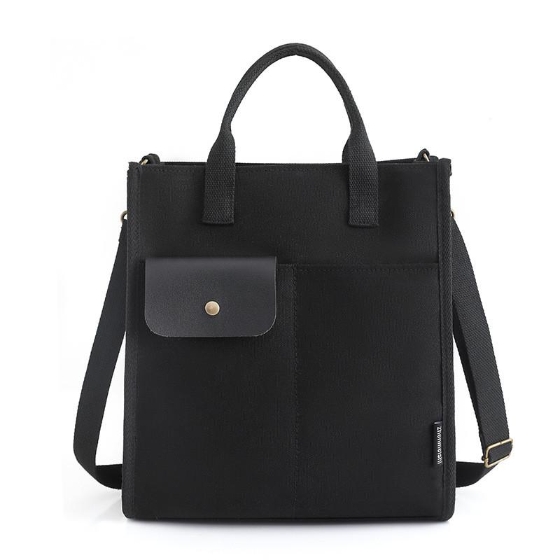 Canvas Shoulder Bag For Women With Zipper Pockets Casual Street Style For Daily Use