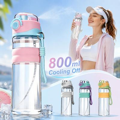Leak-Proof Spray Water Fitness Cup 800ml Sport Water Kettle New Spray Water Bottle  Summer Outdoor