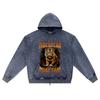 DTG print Knitted Denim Zip-Up Hoodie Tigerclan Training Camp Brother Print Zipper Hoodies  