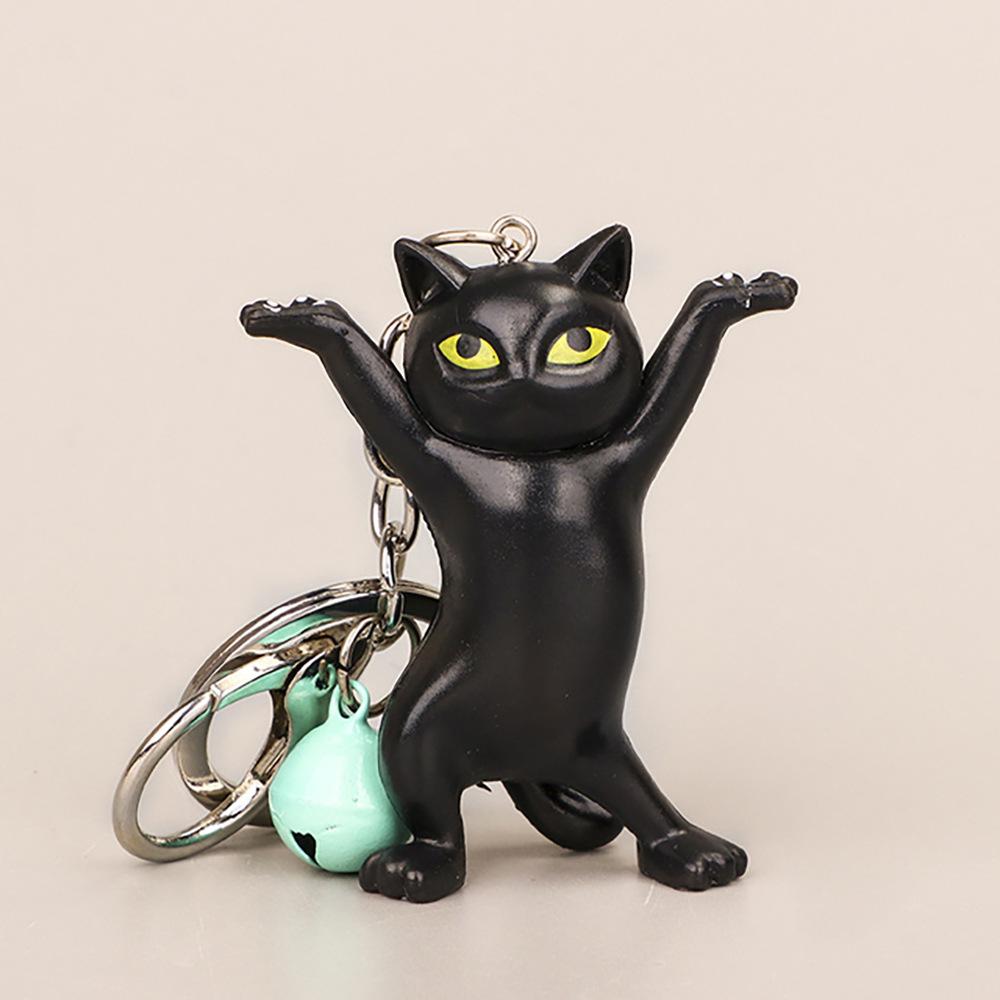 Cute Cat Figurine Keychain Creative Accessories for Women and Kids Couple Family Keychain Pendant
