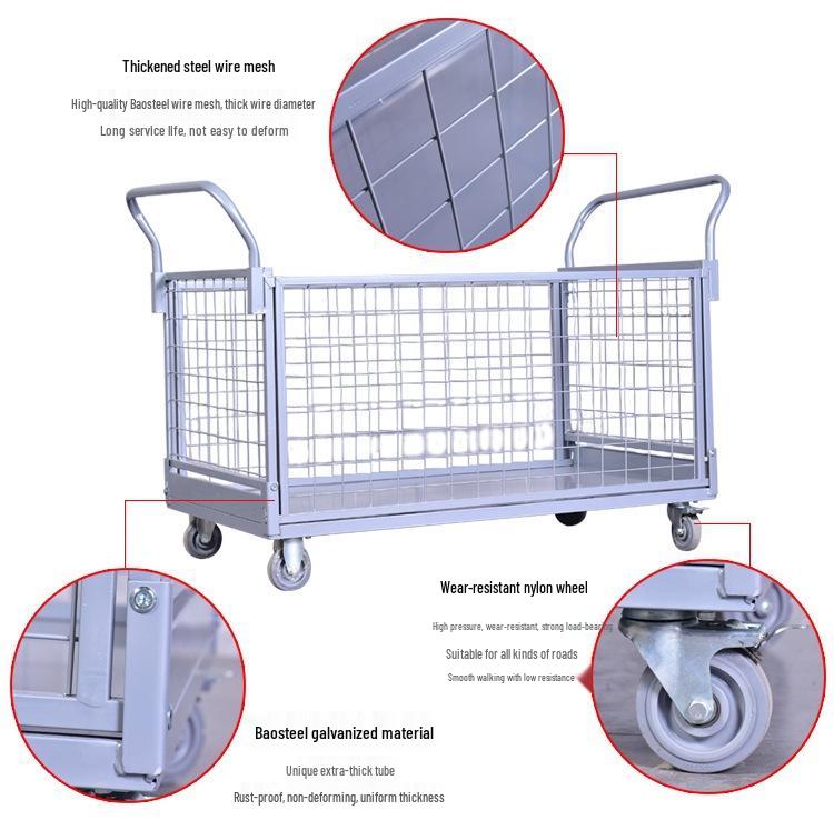 Warehouse Mesh Cart - Multi-Functional Folding Hand Truck for Silent Transport and Load-Bearing Handling