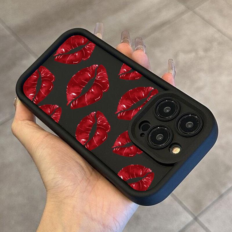 Soft Phone Case For Samsung Galaxy A16 A26 A36 A56 A55 A54 A53 S25 Ultra S24 FE S23 Plus S22 With Burning Red Lips Design Cover
