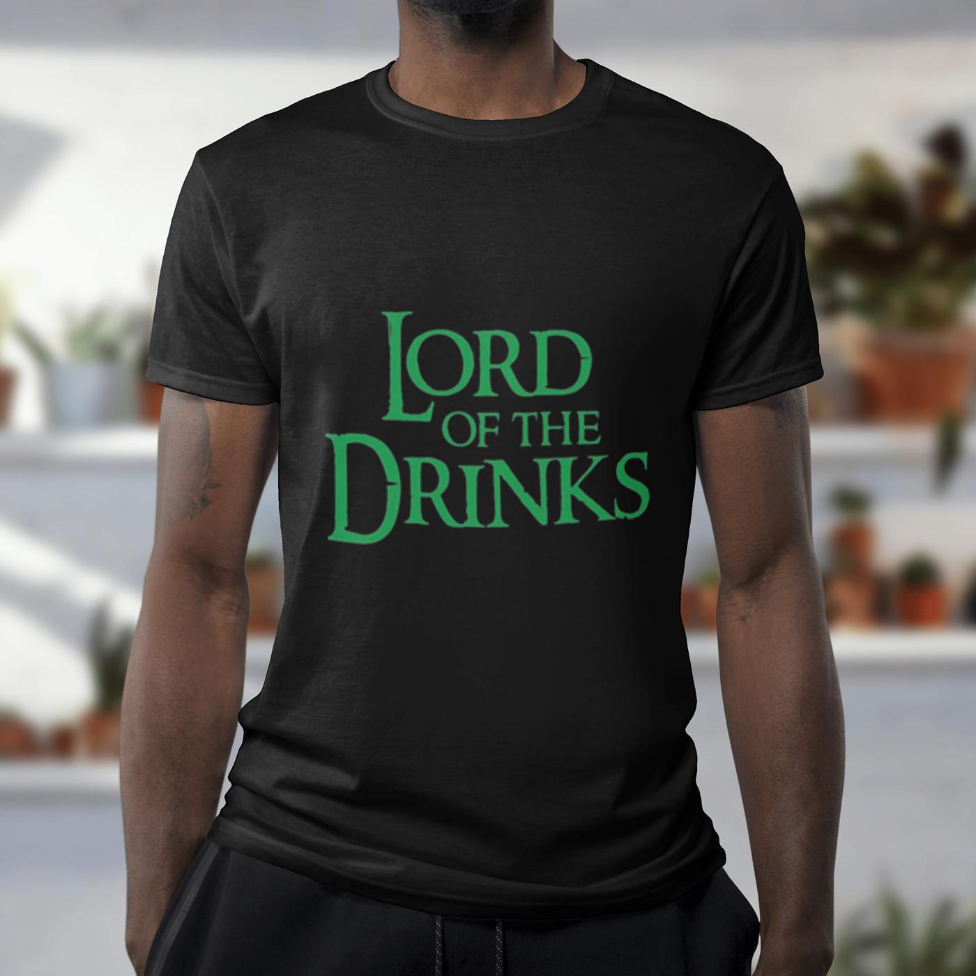 LORD OF THE DRINKS T-Shirt | Funny LOTR Parody Tee | Alcohol Beer Novelty Top S
