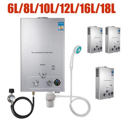 SIHAO 6L 8L 10L 12L 16L 18L Propan Gas Durchlauferhitzer Tragbar Sofortige Warmwasserbereitung Wandmontage Tanklos Digitalanzeige