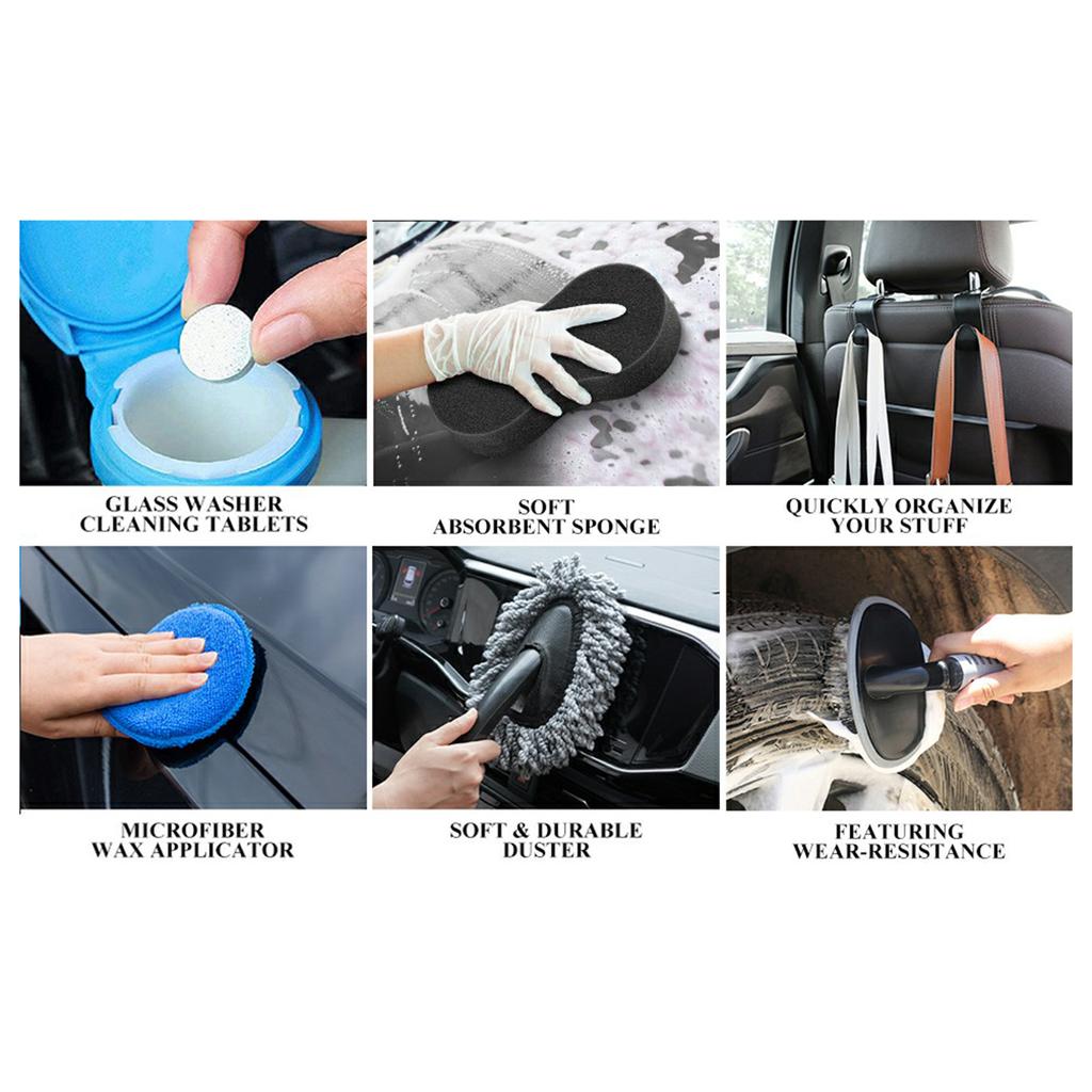 38Pcs Car Washing Tools Cleaning Kit with Foam Gun Electric Brush Window Cleaner and Detailing Brush Set