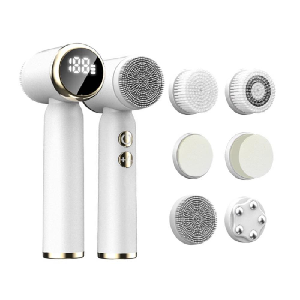 

Hot Cold Compress Electric Face Cleansing Brush 6 in 1 Face Wipe Massage Machine Home белый