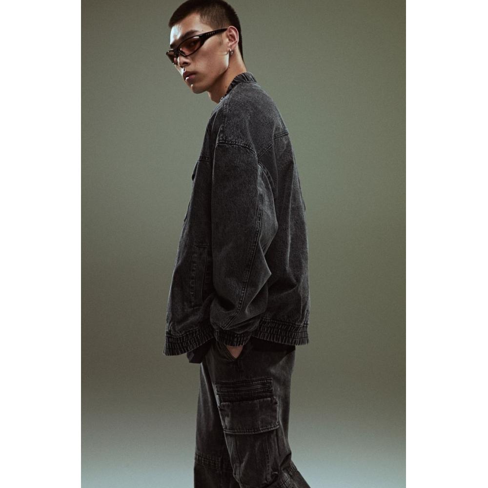 H M Loose Fit deniM Jacket Dark deniM Grey