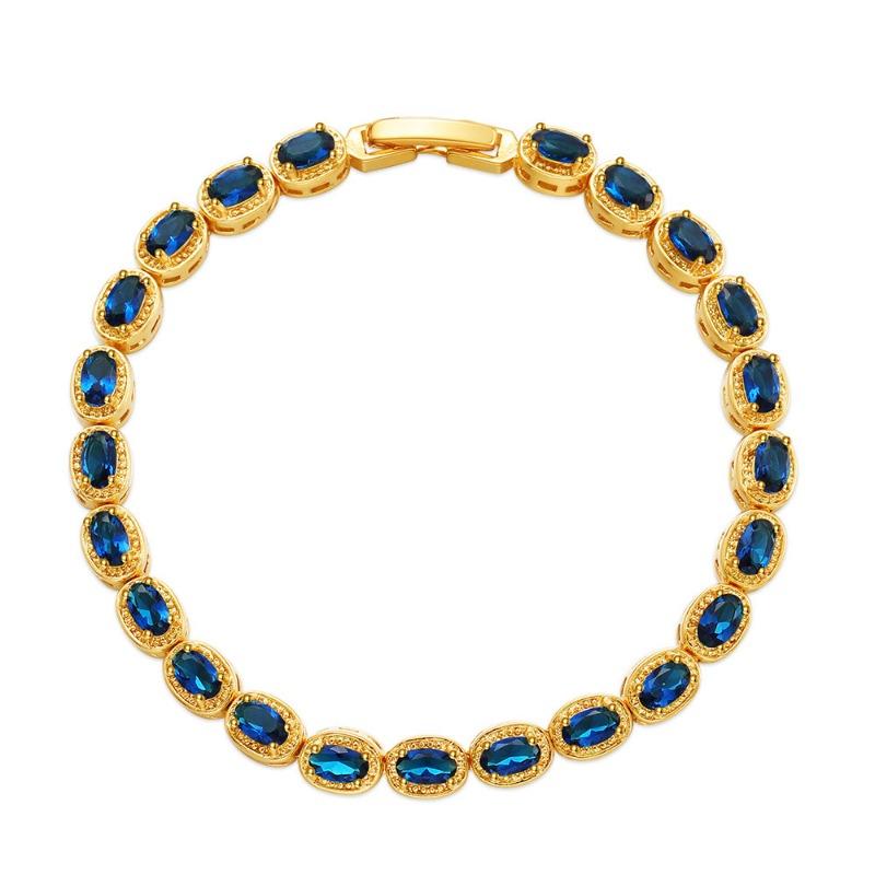 Gold Plated Emerald Green Oval CZ Tennis Bracelet