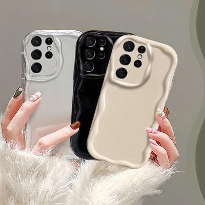 Mode effen kleur crème hoesje voor Samsung Galaxy S24 Ultra S23 S22 Plus S21 S20 FE M54 M34 M14 M32 M12 A55 A35 A54 A34 A73 zachte doorzichtige TPU telefoonhoes