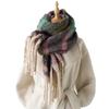 Rainbow Plaid Lines Imitation Cashmere Warm Shawl Scarf Autumn And Winter Fashion Versatile Fringed Commuter Scarf