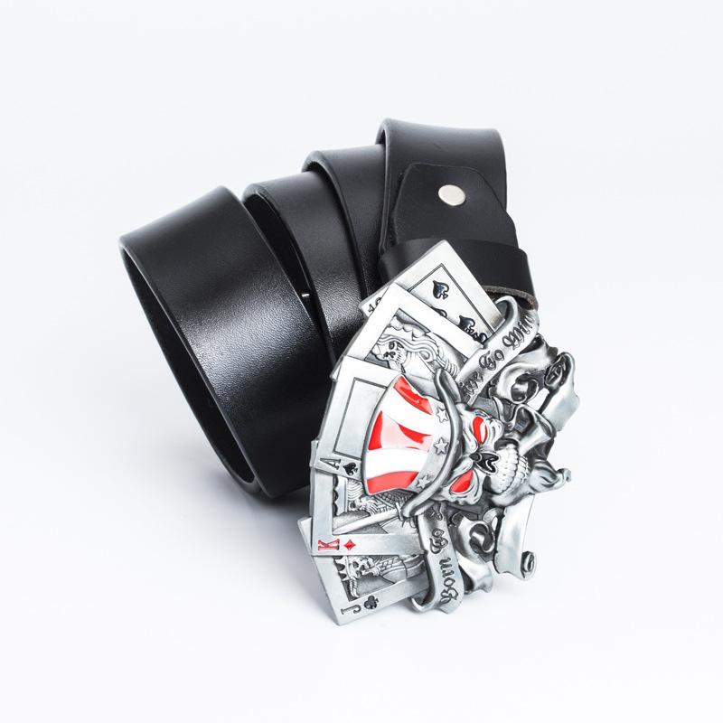 Skull Alloy Silver Belt Button Head Belt Button Head Playing Card Buckle Fashion Youth Belt